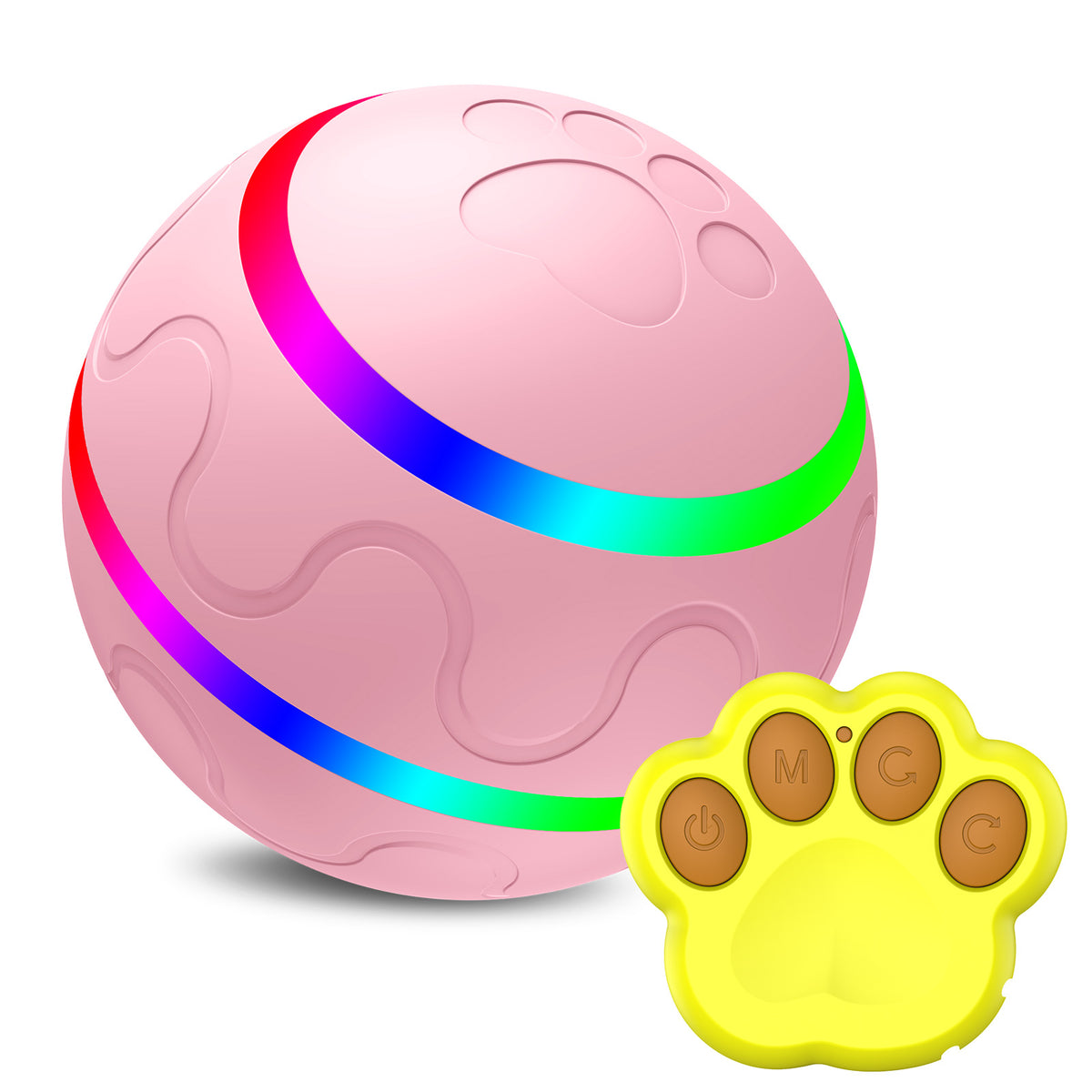 Pink remote control cat ball with paw remote