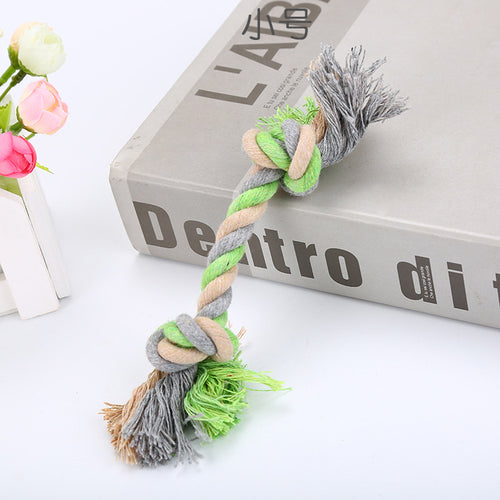 Green knotted cotton rope dog toy