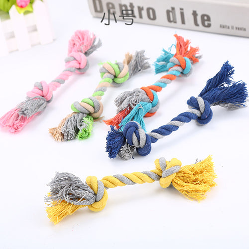 Light blue knotted cotton rope dog toy