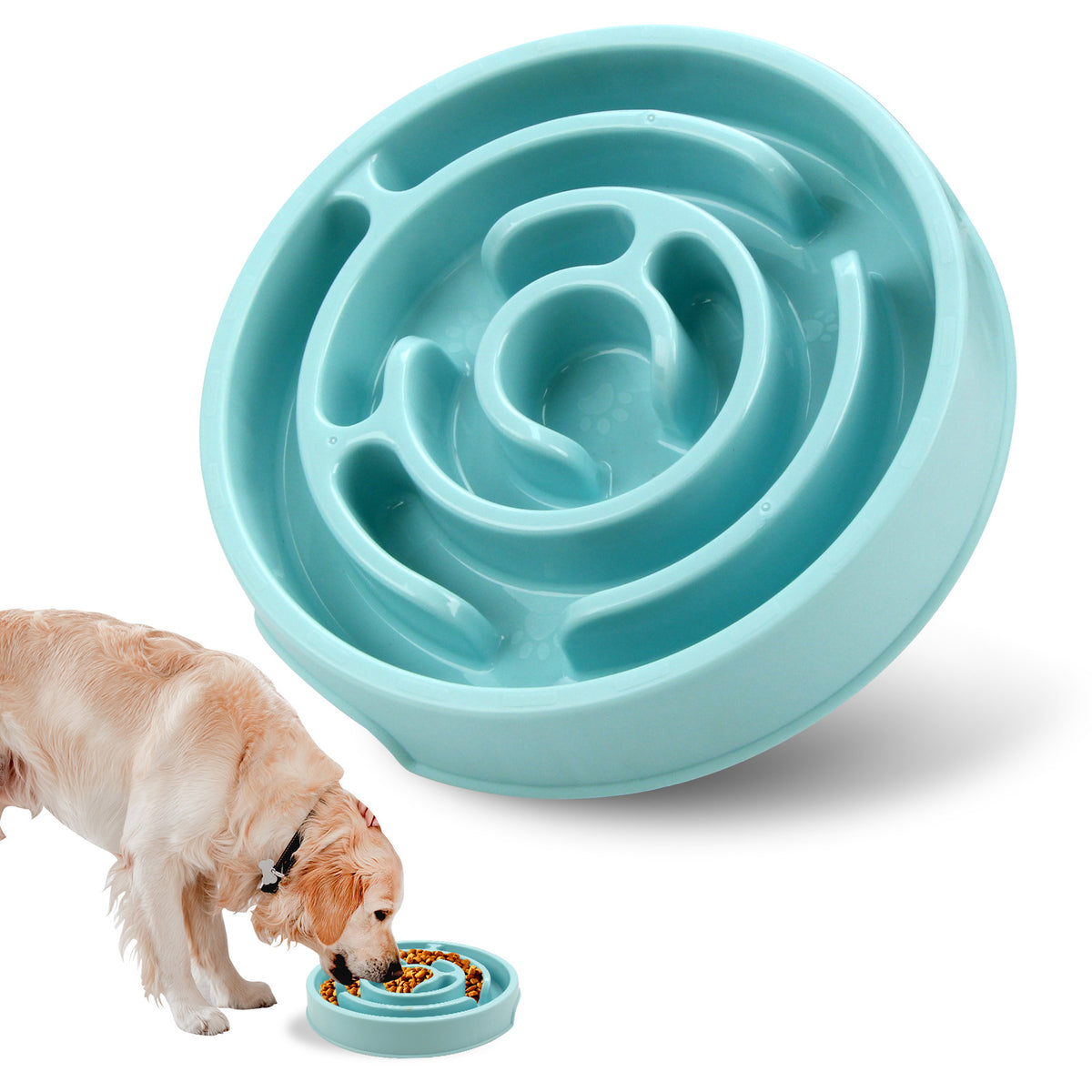 Blue slow feeder bowl