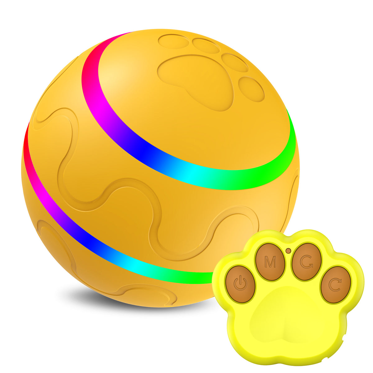 Yellow remote control cat ball with paw remote