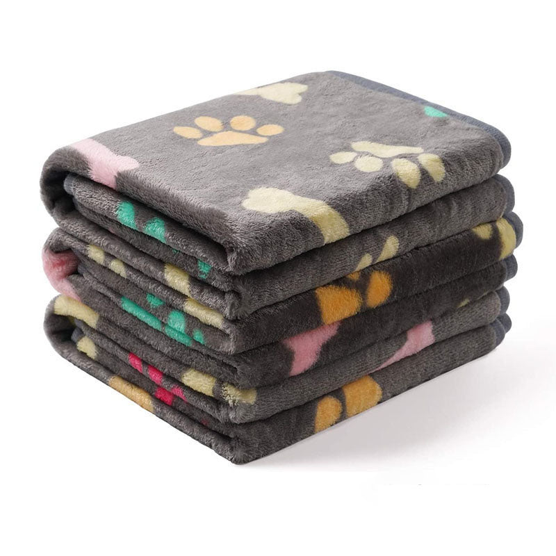 Dark grey paw print pet fleece blanket