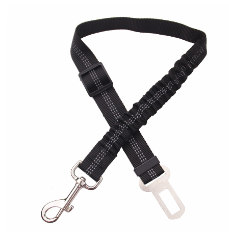 Black dog car seat belt