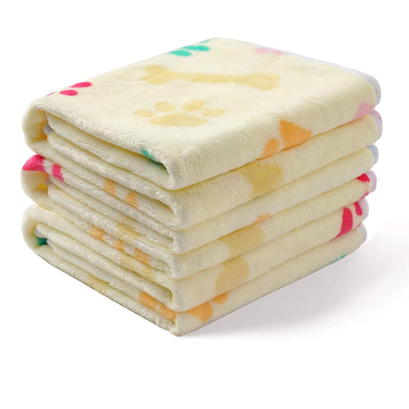 Beige paw print pet fleece blanket