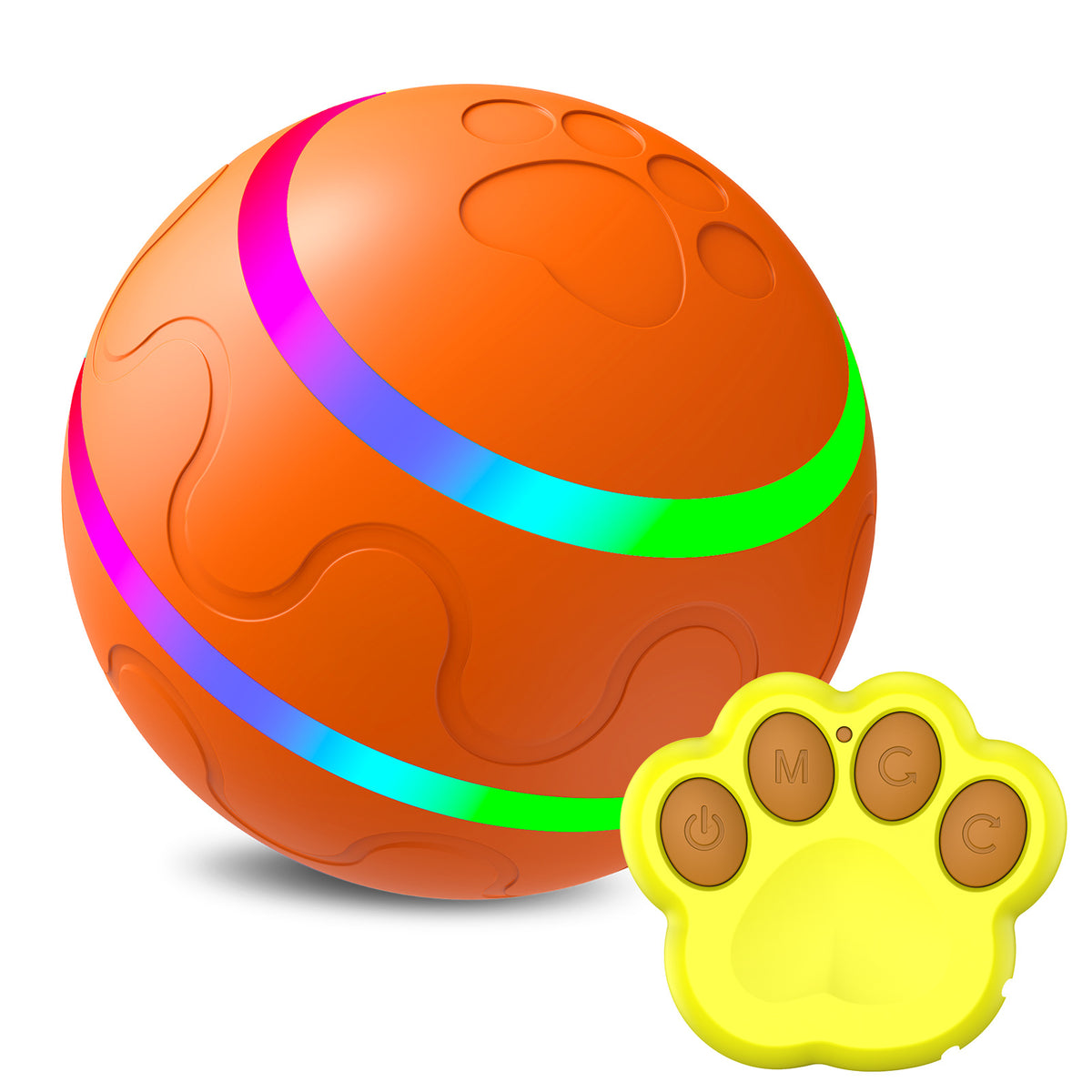 Orange remote control cat ball with paw remote