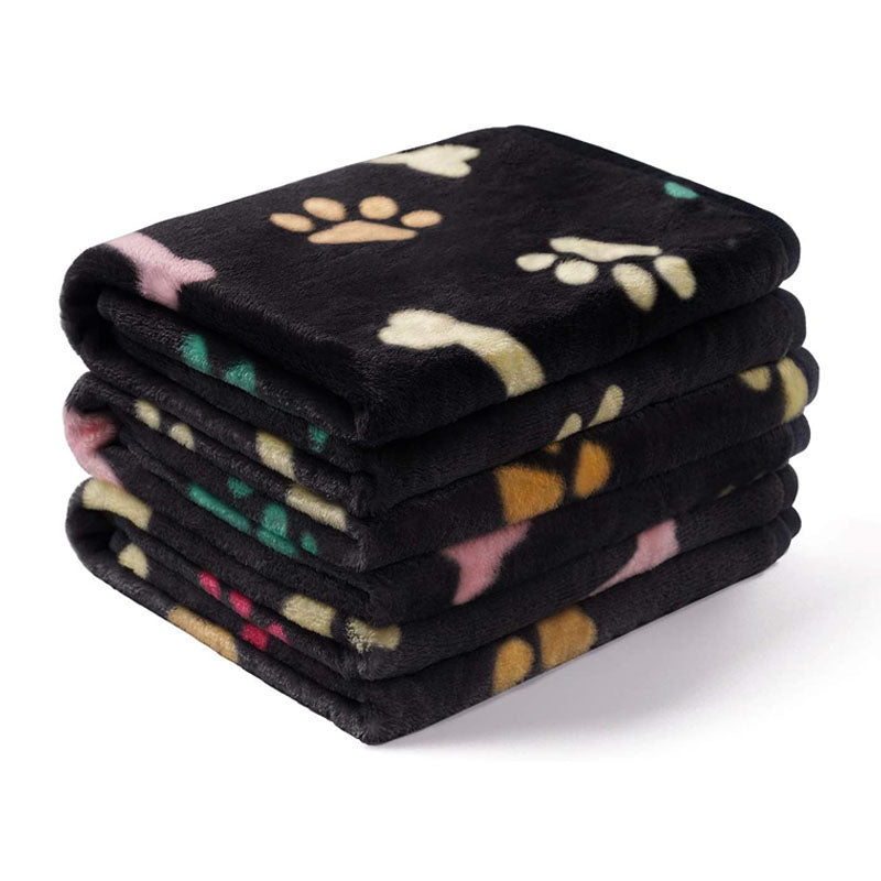 Black paw print pet fleece blanket
